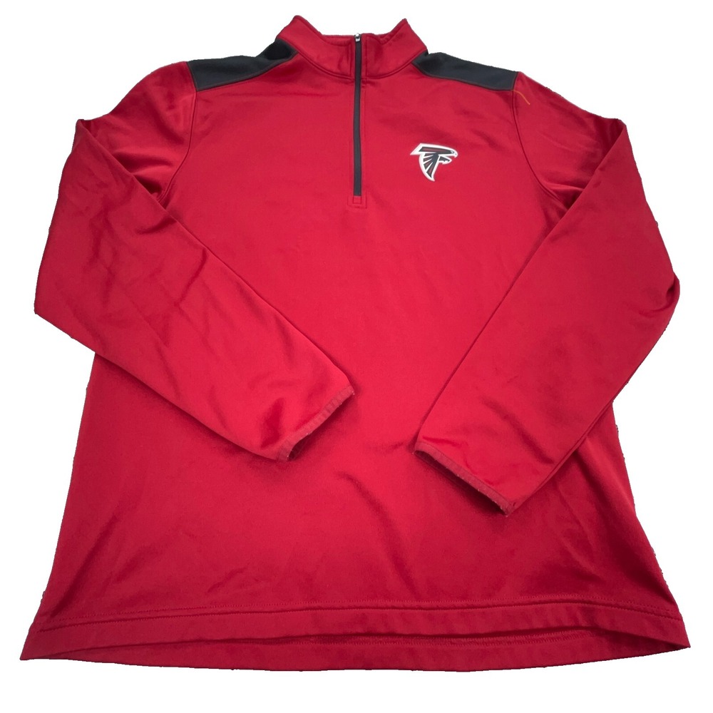 Atlanta Falcons Sweatshirt Men Large Red Black Sweater Pull Over Quarter Zip NFL